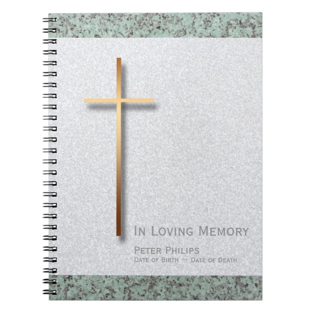 Cuaderno Dorado Cross Stone 1 libro de invitados para funer (Frente)