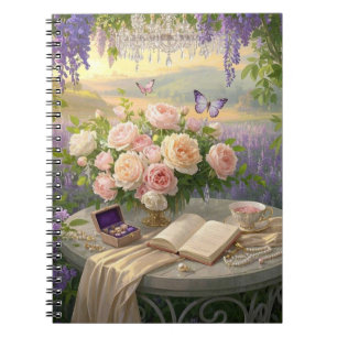 Cuaderno Dorado floral de ensueño bañado luz de la hora dor