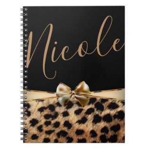 Cuaderno Dorado Negro Leopardo Guepardo Estampado Personali