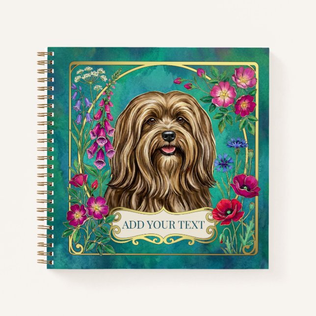 Cuaderno dorado personalizado de Lhasa Apso (Anverso)