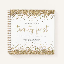 Cuaderno Dorado Purpurina Borders 21st Birthday Guest Book