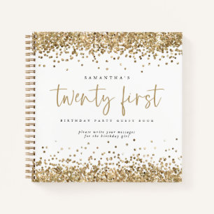 Cuaderno Dorado Purpurina Borders 21st Birthday Guest Book