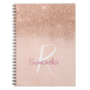 Cuaderno Dorado Rosa Degradado Brillante Monograma Personal