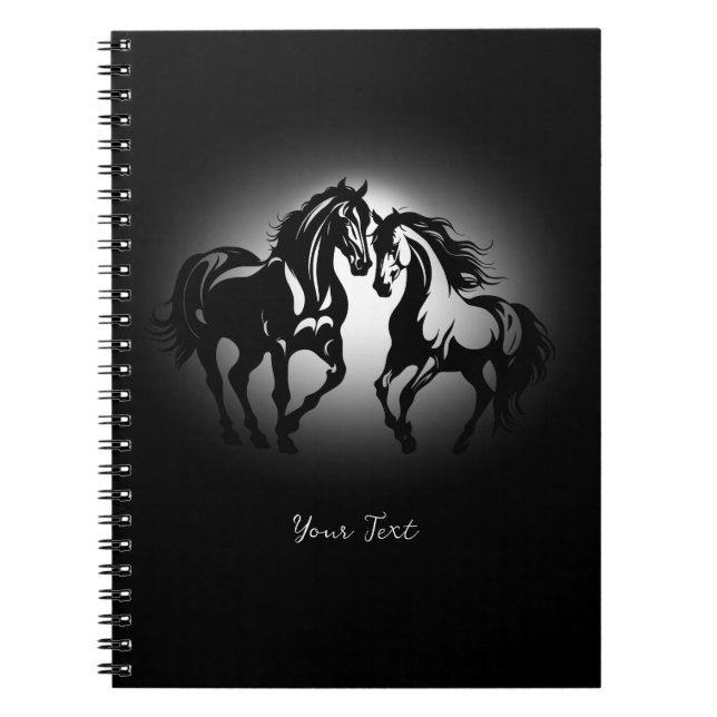 Cuaderno Dos caballos enamorados pareja de caballos blancos (Frente)