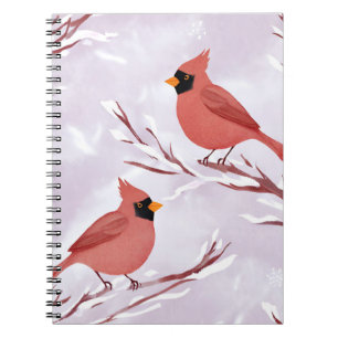 Cuaderno Dos cardenales rojos Recuerdo de acuarela