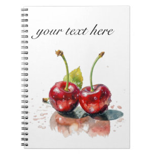 Cuaderno dos cerezas jugosas rojas, personalizable