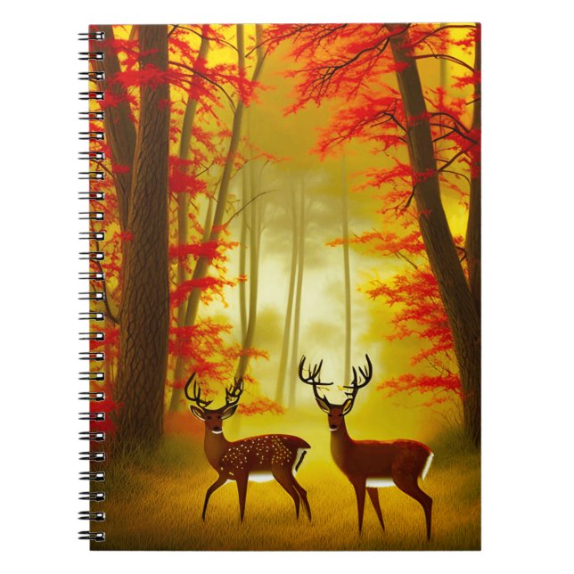 Cuaderno Dos ciervos en un bosque otoñal / Woods (Frente)