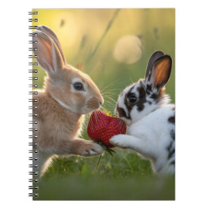 Cuaderno Dos conejitos compartiendo una gran fresa madura