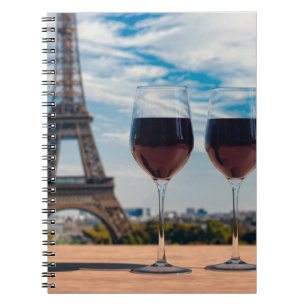 Cuaderno Dos copas de vino con Torre Eiffel