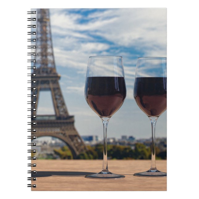 Cuaderno Dos copas de vino con Torre Eiffel (Frente)