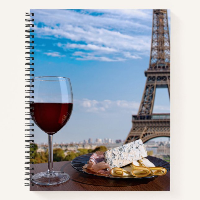 Cuaderno Dos copas de vino en un café en París (Anverso)