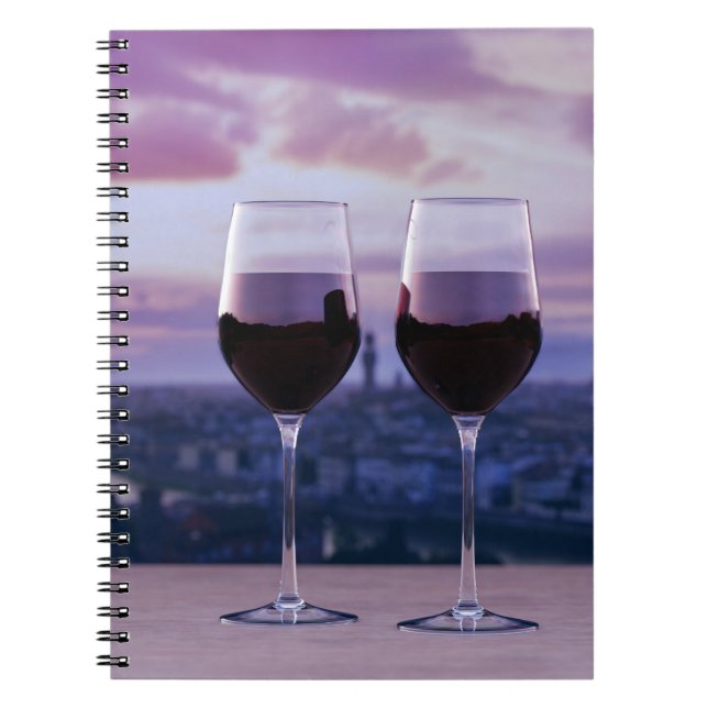 Cuaderno Dos copas de vino tinto en el horizonte de Florenc (Frente)
