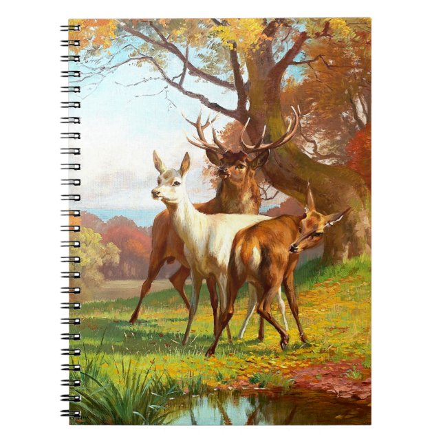 Cuaderno Dos Deer Rojo Y Blanco En El Bosque (Frente)