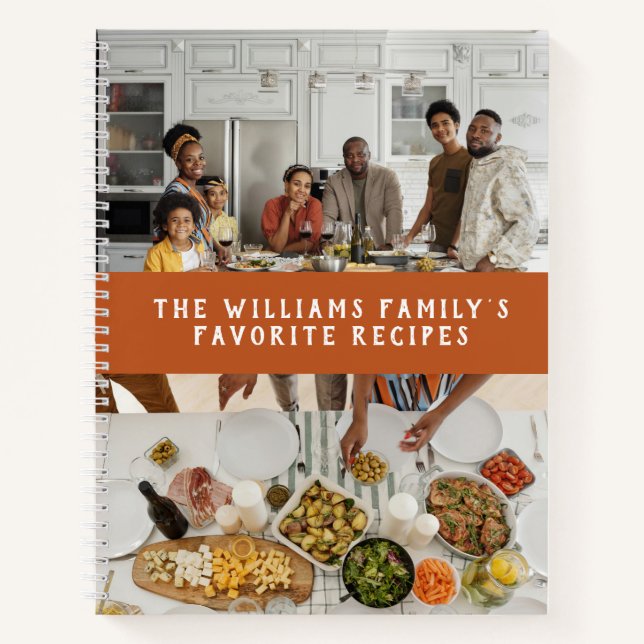 Cuaderno Dos fotos Naranja calabaza recetas familiares simp (Anverso)