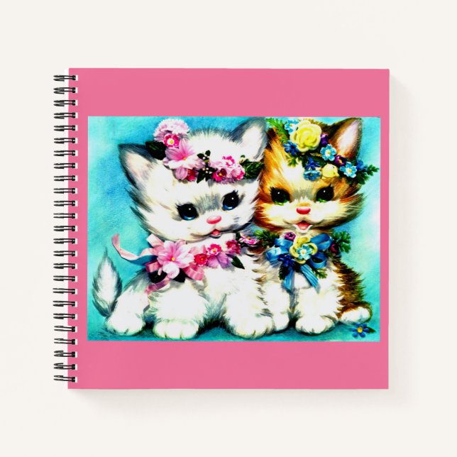 Cuaderno dos gatitos y muchas flores (Anverso)