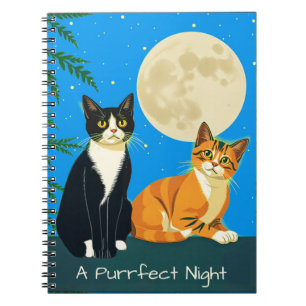 Cuaderno Dos gatos bajo la luna llena
