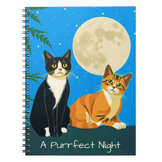 Cuaderno Dos gatos bajo la luna llena (Frente)