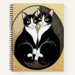 Cuaderno Dos gatos estilizados en diseño simétrico