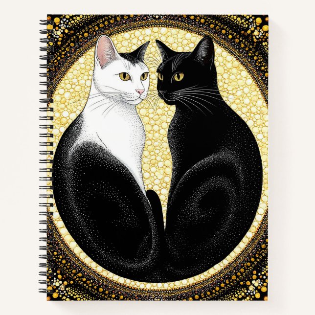 Cuaderno Dos gatos estilizados en diseño simétrico (Anverso)