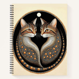 Cuaderno Dos gatos estilizados en diseño simétrico