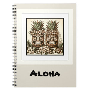 Cuaderno Dos novios cabeza de piña tiki gay retro boda