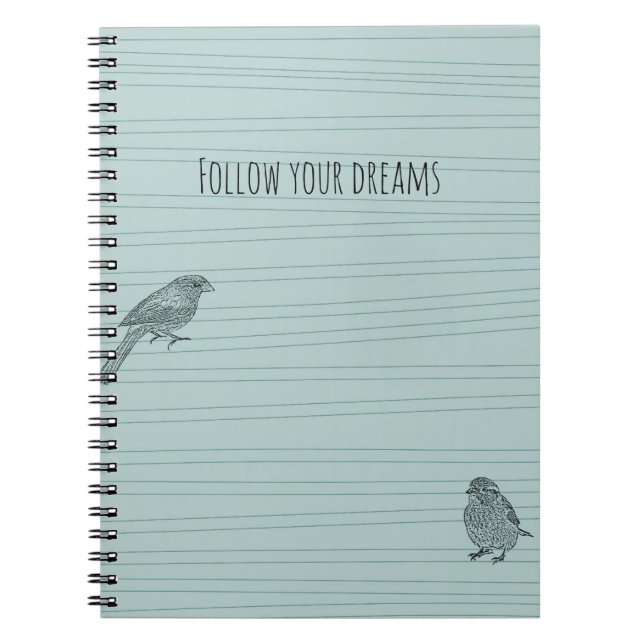 Cuaderno Dos pájaros azules siguiendo sus sueños (Frente)