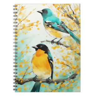 Cuaderno Dos pájaros sentados en la rama del árbol