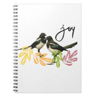 Cuaderno "Dos para la alegría" - Dos magpies con acento flo