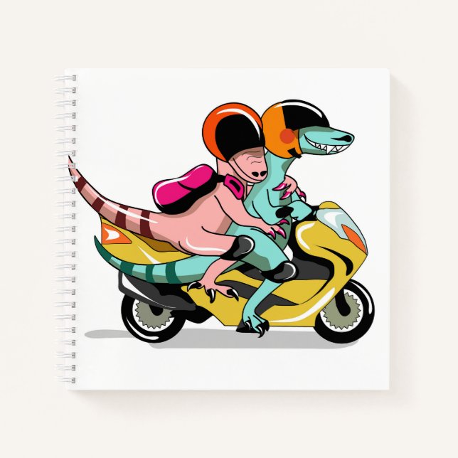 Cuaderno Dos Personalizados Raptores En Motocicleta. (Anverso)