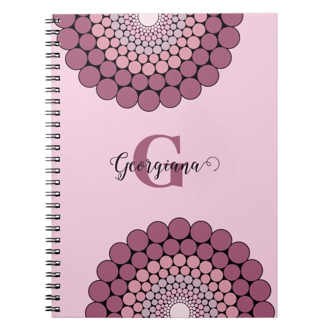 Cuaderno Dot floral Dusky Rosa radiante personalizado Manda (Frente)