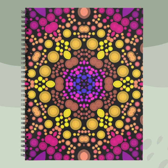 Cuaderno Dot Mandala Flor morado y amarillo (Subido por el creador)