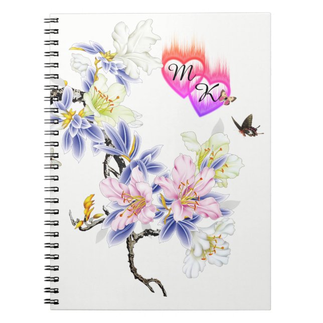 Cuaderno Double Monogram Flaming Hearts with Flowers (Frente)