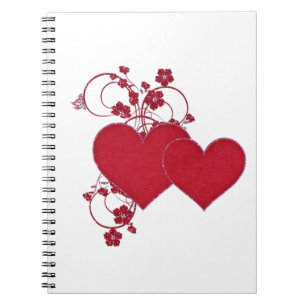 Cuaderno Double Red Hearts & Glitter Design Valentine's Day