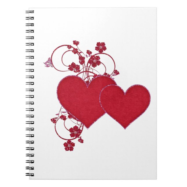 Cuaderno Double Red Hearts & Glitter Design Valentine's Day (Frente)