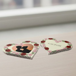 Cuaderno Double-Sided Floral Heart Custom Photo & Quote Not