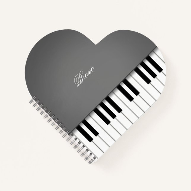 Cuaderno Dove Gray Grand Piano Music Keyboard Personalizado (Anverso)