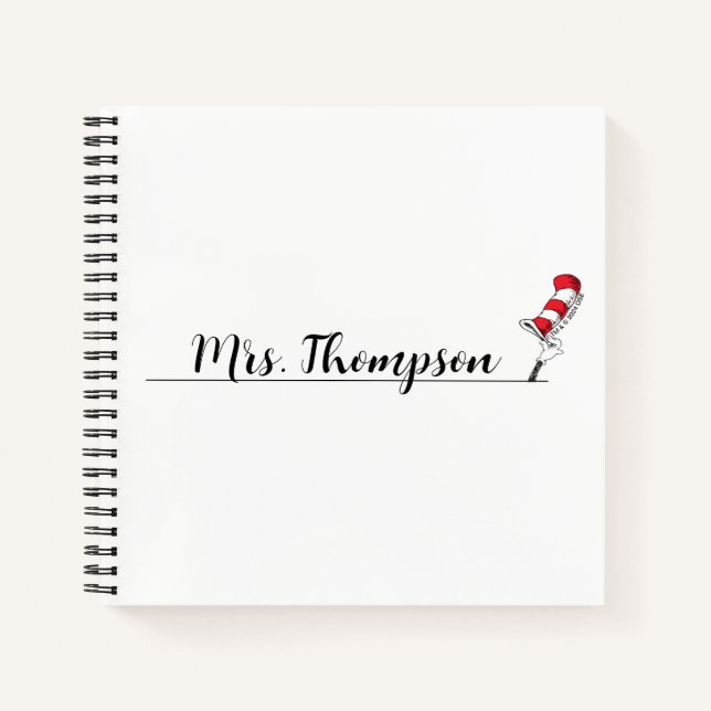 Cuaderno Dr. Seuss | Cat en el nombre personalizado del ico (Anverso)