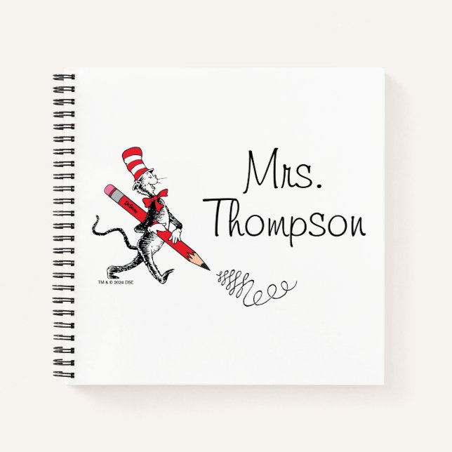 Cuaderno Dr. Seuss | Gato con Sombrero Nombre Escrito (Anverso)
