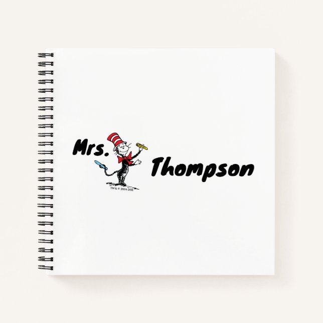 Cuaderno Dr. Seuss | Gato con Sombrero Nombre Escrito a Man (Anverso)