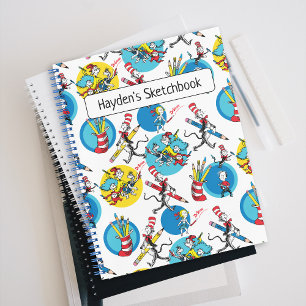Cuaderno Dr. Seuss Personajes con patrón de dibujo a lápiz