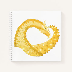 Cuaderno Dragón amarillo del corazón en blanco