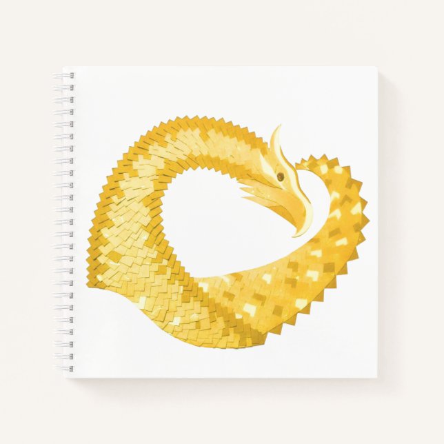 Cuaderno Dragón amarillo del corazón en blanco (Anverso)