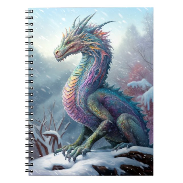 Cuaderno Dragón Arcoiris En El Arte De La Nieve Fantasía (Frente)