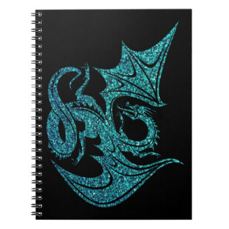 Cuaderno Dragón azul del purpurina