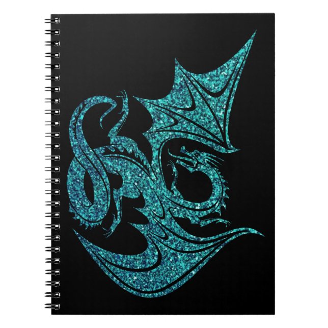 Cuaderno Dragón azul del purpurina (Frente)