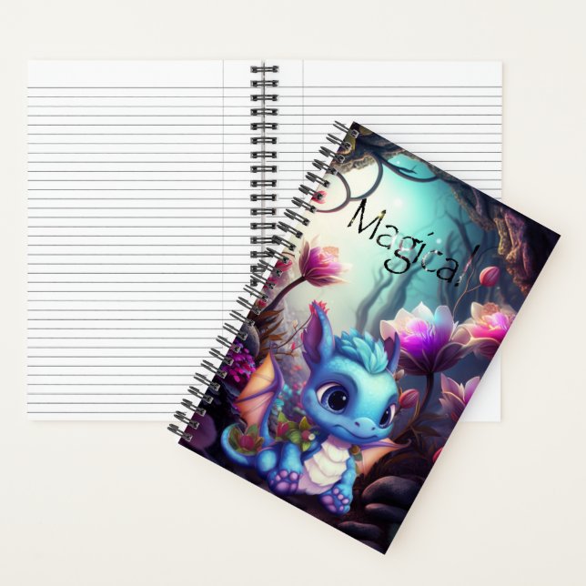 Cuaderno Dragón azul místico mágico pequeño (Interior)