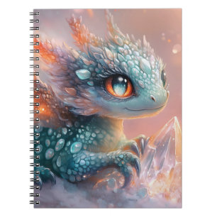 Cuaderno Dragón Bebé Adorable con Gema de Cristal: Arte de