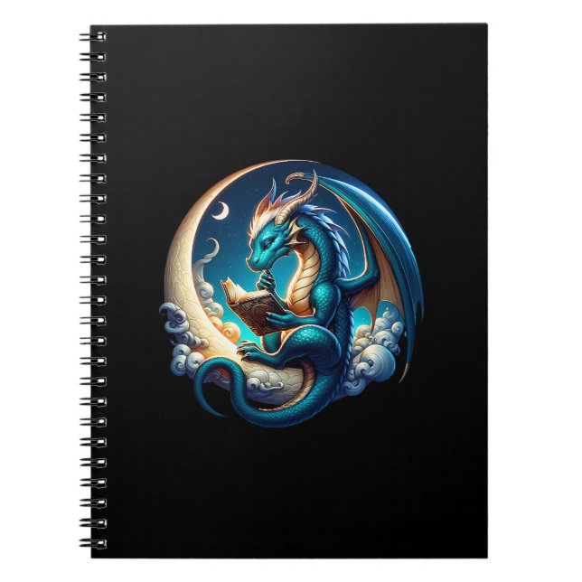 Cuaderno Dragon Bookworm, Moonlight Reading (Frente)