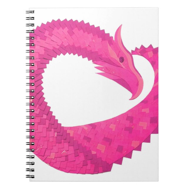 Cuaderno Dragón cardiaco rosa caliente en blanco (Frente)