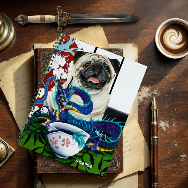 Cuaderno Dragón chino de perro de pug (Subido por el creador)